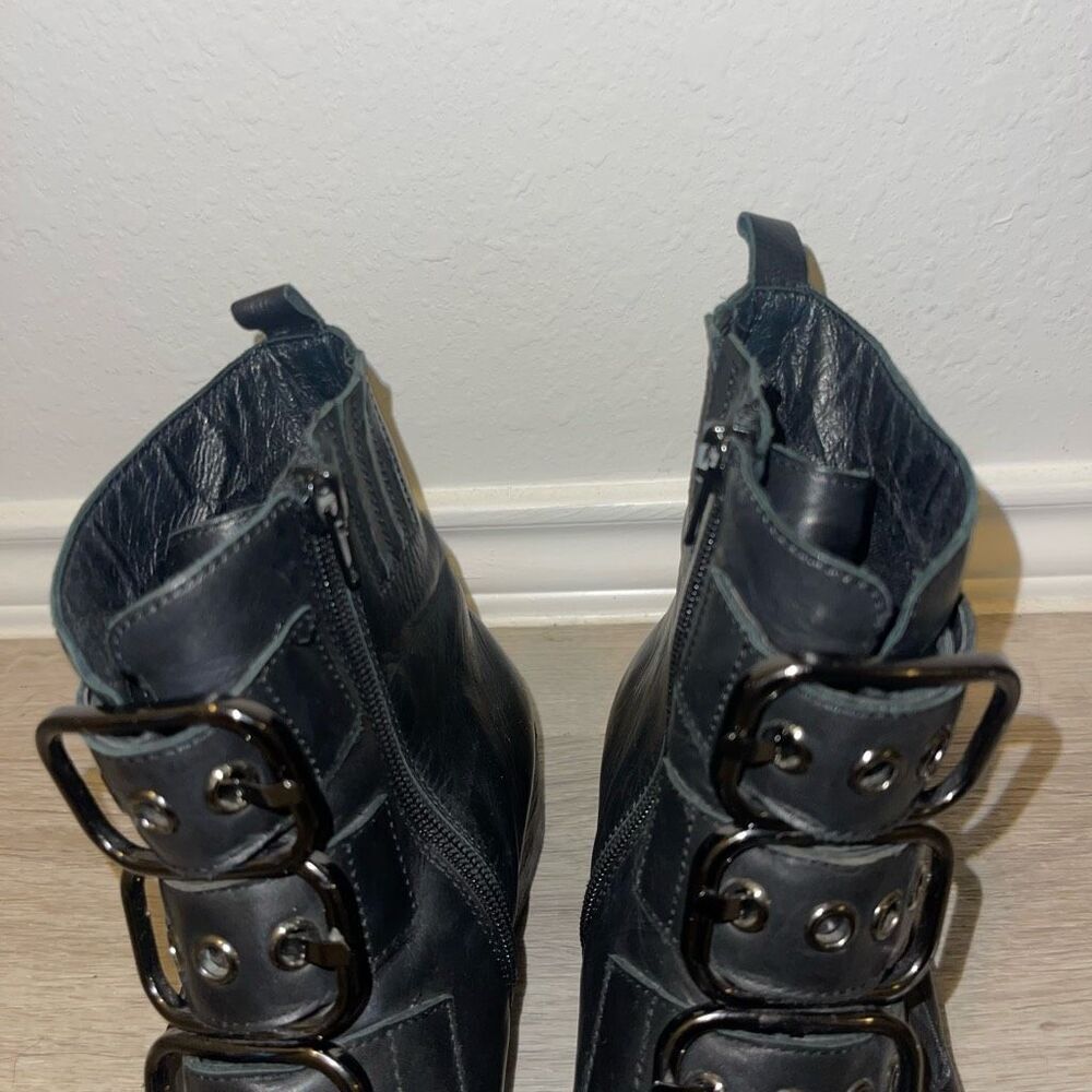 Jeffrey Campbell studded black leather buckle boots. - Picture 6 of 11